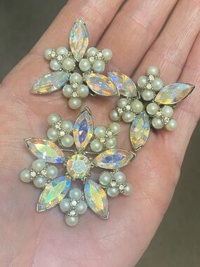 Vintage Bogoff Rhinestone Brooch & Earrings Set